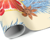 Blauwe Rode Citrus en Spice Vrolijke Kerstvakantie Cadeaupapier (Rol Hoek)