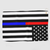 blauwe rode dunne lijn brandweerlieden symbool usa golfhanddoek (Horizontaal)