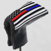 blauwe rode dunne lijn brandweerlieden symbool usa golfheadcover (3/4 voorkant)