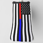 blauwe rode dunne lijn brandweerlieden symbool usa golfheadcover (Draai 90)