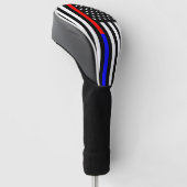 blauwe rode dunne lijn brandweerlieden symbool usa golfheadcover (Schuin)