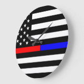 blauwe rode dunne lijn brandweerlieden symbool usa grote klok (Hoek)