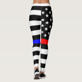 blauwe rode dunne lijn brandweerlieden symbool usa leggings (Achterkant)