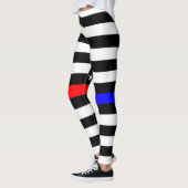 blauwe rode dunne lijn brandweerlieden symbool usa leggings (Links)
