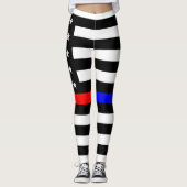 blauwe rode dunne lijn brandweerlieden symbool usa leggings (Voorkant)