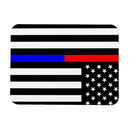 blauwe rode dunne lijn brandweerlieden symbool usa magneet (Horizontaal)