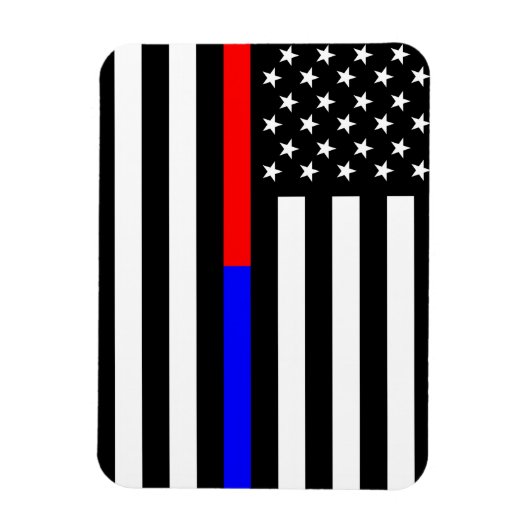 blauwe rode dunne lijn brandweerlieden symbool usa magneet (Verticaal)