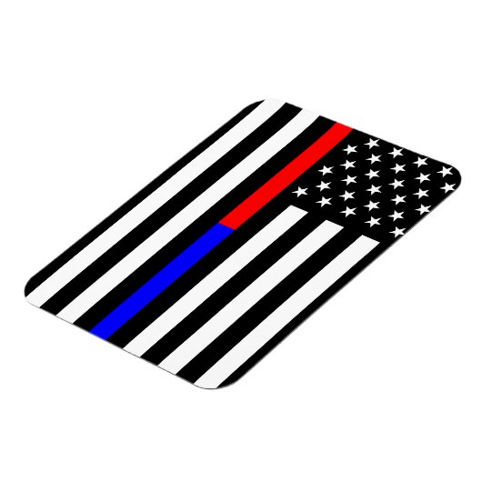 blauwe rode dunne lijn brandweerlieden symbool usa magneet (Linkerzijde)