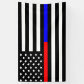 blauwe rode dunne lijn brandweerlieden symbool usa spandoek (Verticaal)