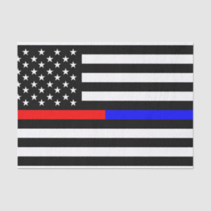 blauwe rode dunne lijn brandweerlieden symbool usa tissuepapier