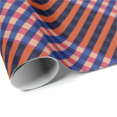 Blauwe, rode en crèmestrepen cadeaupapier (Rol Hoek)