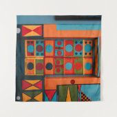 BLAUWE RODE EN GEEL ABSTRACTE BETALING WANDKLEED (Voorkant (horizontaal))