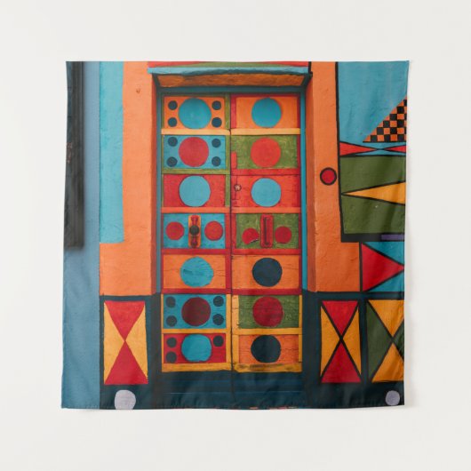 BLAUWE RODE EN GEEL ABSTRACTE BETALING WANDKLEED (Voorkant)