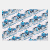 Blauwe rode en groene kerstversieringen inpakpapier vel (Voorkant)