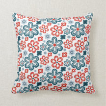 Blauwe, rode en witte bloemen