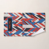 Blauwe, rode en witte optische abstracte kunst handdoek (Handdoek)