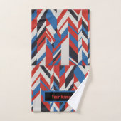 Blauwe, rode en witte optische abstracte kunst handdoek (Handdoek)