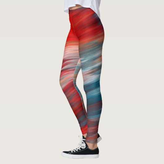 Blauwe Rode en Witte Strepen Leggings (Links)