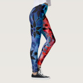 Blauwe rode Floral Leggings (Rechts)
