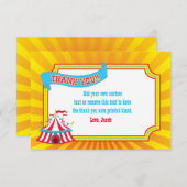 Blauwe, rode, gele circustent | Hartelijk dank Bedankkaart (Voorkant / Achterkant)