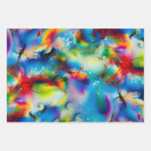 Blauwe rode gele groene Waterverf Afbreking Inpakpapier Vel (Voorkant 3)