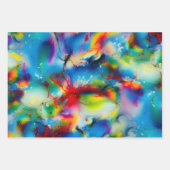 Blauwe rode gele groene Waterverf Afbreking Inpakpapier Vel (Voorkant)