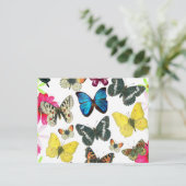 blauwe rode gele kleurige vlinders briefkaart (Staand voorkant)