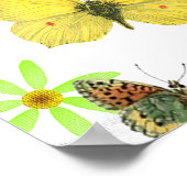  blauwe rode gele kleurige vlinders poster (Hoek)