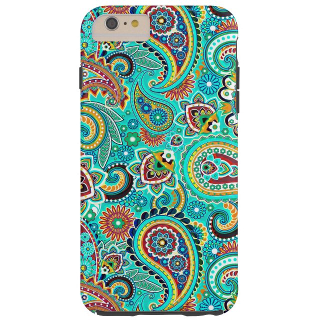 Blauwe rode gele paisley Case-Mate iPhone case (Achterkant)