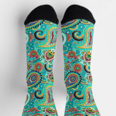 Blauwe rode gele paisley sokken (Top)