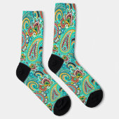 Blauwe rode gele paisley sokken (Rechts)