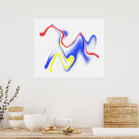 Blauwe rode gele rog 1 poster (Keuken)