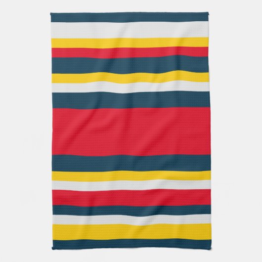Blauwe rode gele streep theedoek (Verticaal)