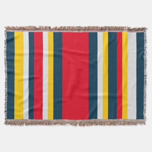 Blauwe rode gele strepen deken (Voorkant)