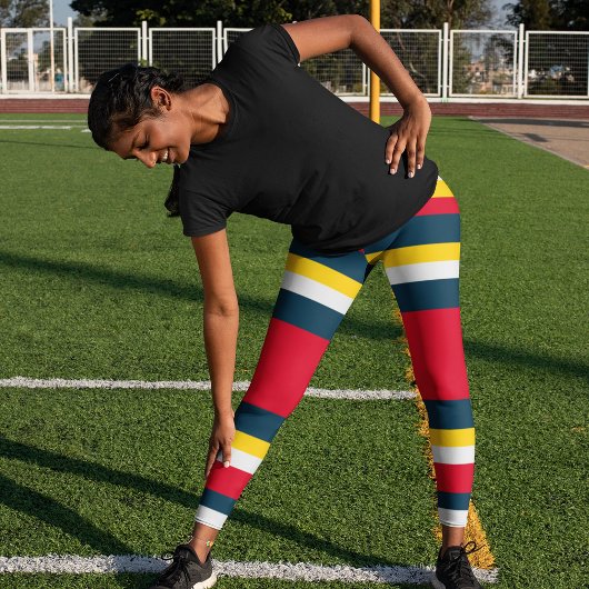 Blauwe rode gele strepen leggings
