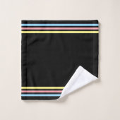 Blauwe rode gele strepen op zwarte doekset bad handdoek (Wasdoekje)