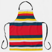Blauwe rode gele strepen schort (Voorkant)
