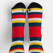 Blauwe rode gele strepen sokken (Top)