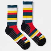 Blauwe rode gele strepen sokken (Rechts)