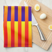 Blauwe rode gele strepen theedoek (Quarter Fold)