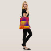 Blauwe rode gele strepen tote bag (Op model)
