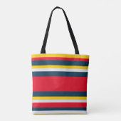 Blauwe rode gele strepen tote bag (Achterkant)