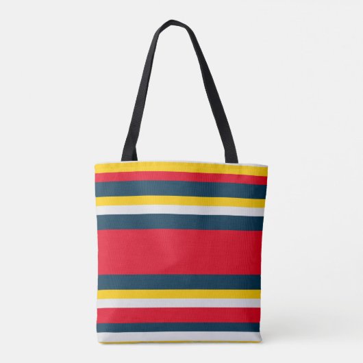 Blauwe rode gele strepen tote bag (Achterkant)