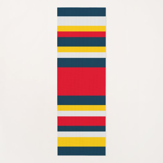 Blauwe rode gele strepen yogamat (Voorkant)
