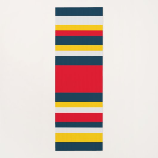 Blauwe rode gele strepen yogamat (Achterkant)
