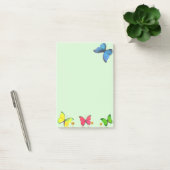 Blauwe Rode & Gele Vlinders op Licht Groen Post-it® Notes (Kantoor)