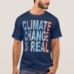 Blauwe Rode Global Warming Stripes Klimaatverander T-shirt
