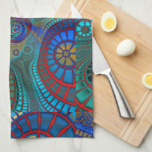 Blauwe rode groene fracties Moderne Kunst Theedoek (Quarter Fold)