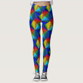 Blauwe rode, groene regenboogpatronen Leggings (Voorkant)