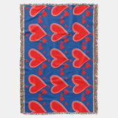 blauwe rode harten Valentijnsdag deken (Voorkant Verticaal)